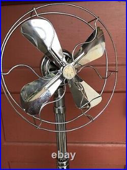 Very Rare Antique Electric Fan Beautiful 1920s Art Deco Pedestal Vintage Metal
