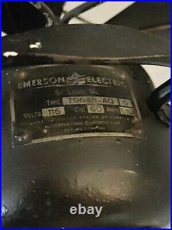 Vint/Antique Emerson Oscillating Fan 4-Blade 21inch Tall 79648 AQ (G) 115 Volts