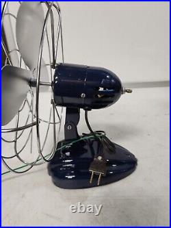 Vintage 10 Electric Fan Wizard fully restored. Deep blue