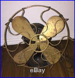 Vintage 1910-1911 Westinghouse Brass 12 Fan Blade Cage 60677 Electric Antique