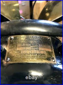 Vintage 1920's 16 EMERSON FAN 29648, Brass Blades, Original components-WORKS