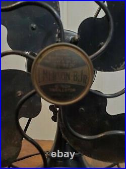 Vintage 1930's EMERSON B JR Oscillating Electric 10Fan works! Brass Badge