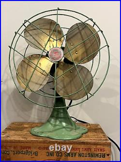 Vintage 1930s Emerson Junior Desk Fan 2660-B With Gold Blades Working (10A)