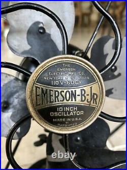 Vintage 1934 EMERSON B JR Oscillating Electric 10Fan works great! Brass Badge