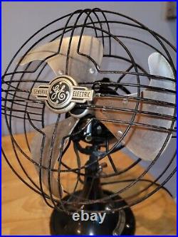 Vintage 1939 GE Art Deco 10 1 speed Electric Fan-Works (No oscillation)