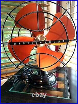 Vintage 1950's Art Deco Westinghouse Electric Fan, Copper Color, Refurbished