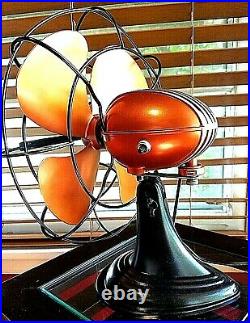 Vintage, 1950's Art Deco Westinghouse Electric Fan, Sunset Orange, Refurbished