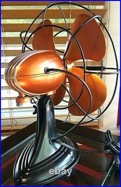 Vintage, 1950's Art Deco Westinghouse Electric Fan, Sunset Orange, Refurbished