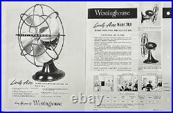 Vintage 1950's Westinghouse Art Deco 1-Speed Electric Fan. Works & Looks Great