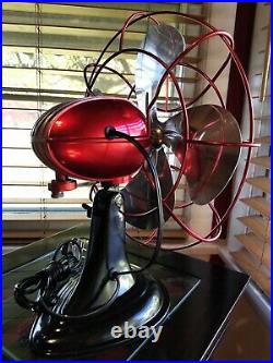 Vintage 1950's Westinghouse Cherry Bomb Red Electric Fan Art Deco, Refurbished
