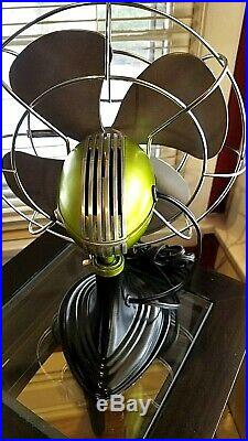 Vintage 1950's Westinghouse Electric Fan Art Deco, Chartreuse color, Refurbished
