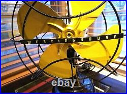 Vintage 1950's Westinghouse Electric Fan Art Deco, Electric Yellow, Refurbished