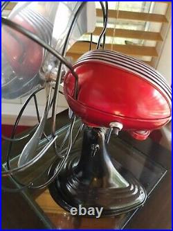 Vintage 1950's Westinghouse Electric Fan Art Deco, Fire Ball Red, Refurbished
