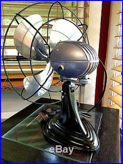 Vintage 1950's Westinghouse Electric Fan Art Deco, Light cobalt, Refurbished