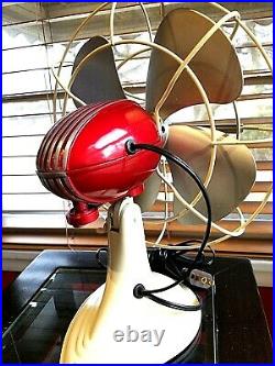 Vintage 1950's Westinghouse Electric Fan Art Deco, Strawberry Cream, Refurbished