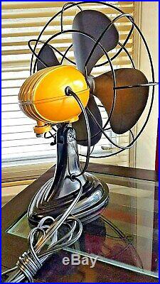 Vintage 1950's Westinghouse Electric Fan Art Deco, Sunset Yellow, Refurbished