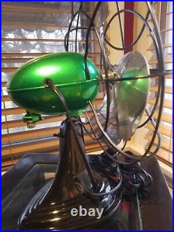 Vintage 1950's Westinghouse Emerald Green Electric Fan Art Deco, Refurbished