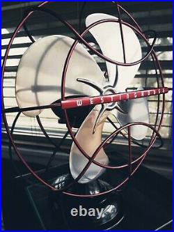 Vintage 1950's Westinghouse Red Wagon color Electric Fan Art Deco, Refurbished