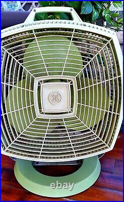 Vintage 1973 Sears Best High Velocity Floor Fan / MID Century Avocado Green