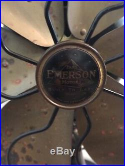 Vintage Antique Emerson 6 Brass Blade Fan 16 Model 73668 Works Rare