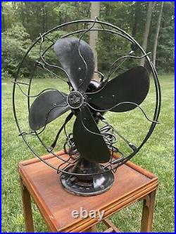 Vintage / Antique Emerson Fan 4 Blade 3 Speed Oscillating Black Working Cond 16