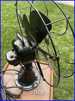 Vintage / Antique Emerson Fan 4 Blade 3 Speed Oscillating Black Working Cond 16