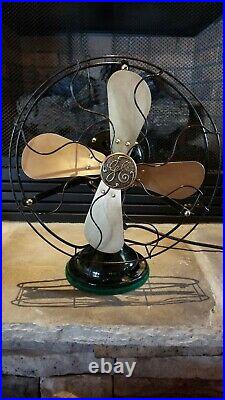Vintage Antique GE 12 inch Brass Blade Fan Restored