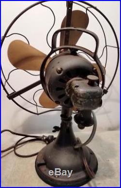 Vintage Antique GE Brass Oscillating Variable Speed Table Fan