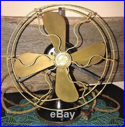 Vintage Antique GE Whiz Fan Brass Blade Electric 1920s Works