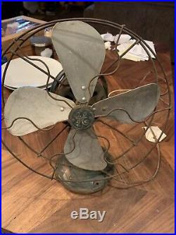 Vintage Antique General Electric GE Brass Blade Fan USED works 1920s
