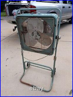 Vintage, Antique, International Saint Louis Box Fan With Stand, 3 Speed, Works