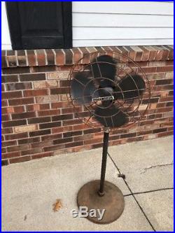 Vintage Antique Robbins & Myers 3 Speed Pedestal Floor Oscillating Fan 15 Blade