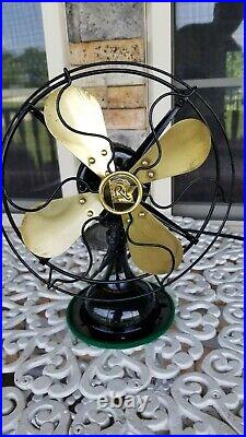 Vintage Antique Robin's and Myers 10 inch Brass Blade Fan