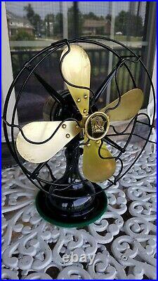 Vintage Antique Robin's and Myers 10 inch Brass Blade Fan