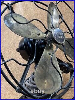 Vintage Antique WESTERN ELECTRIC Brass Blade 3 Speed Oscillating 10 Fan 6003