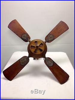 Vintage Art Deco Robbins & Myers Ceiling Fan Original Blades & Hardware Works