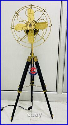 Vintage Brass Antique Tripod Fan With Stand Nautical Floor Fan Home Decor