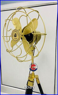 Vintage Brass Antique Tripod Fan With Stand Nautical Floor Fan Home Decor
