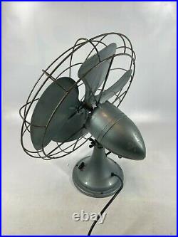 Vintage Diehl 1950s Blue 16 Blade Caged Desk Table Fan REWIRED NO Oscillating