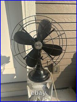 Vintage Diehl 3 Speed 4 Blade Black Fan 15 Tested Art Deco