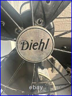 Vintage Diehl 3 Speed 4 Blade Black Fan 15 Tested Art Deco