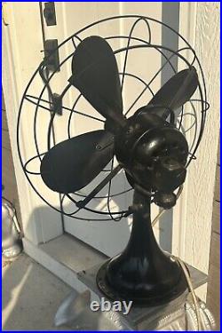 Vintage Diehl 3 Speed 4 Blade Black Fan 15 Tested Art Deco