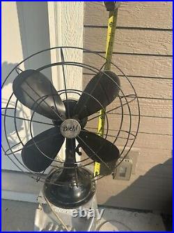 Vintage Diehl 3 Speed 4 Blade Black Fan 15 Tested Art Deco