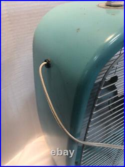 Vintage Dominion 2067-E Box Fan Aqua Turqoise 2 Speed-Mid Century MCM