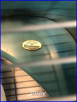 Vintage Dominion 2067-E Box Fan Aqua Turqoise 2 Speed-Mid Century MCM