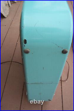Vintage Dominion Box Fan Aqua Turqoise Color-2 Speed-Mid Century NICE 23 x 23