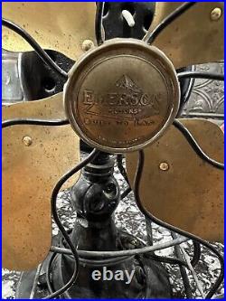 Vintage EMERSON 12 3 Speed Brass Blade Fan Model 29646 Works READ FAST SHIP