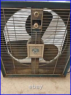 Vintage EMERSON ELECTRIC In/Out Hi/Lo HEAVY Metal Box Fan 3 Blade WORKS
