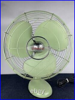 Vintage Electric Fan Amaco Amako Japan 30s 40s Space Age Art Deco Mint Green