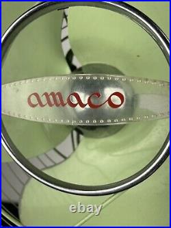 Vintage Electric Fan Amaco Amako Japan 30s 40s Space Age Art Deco Mint Green